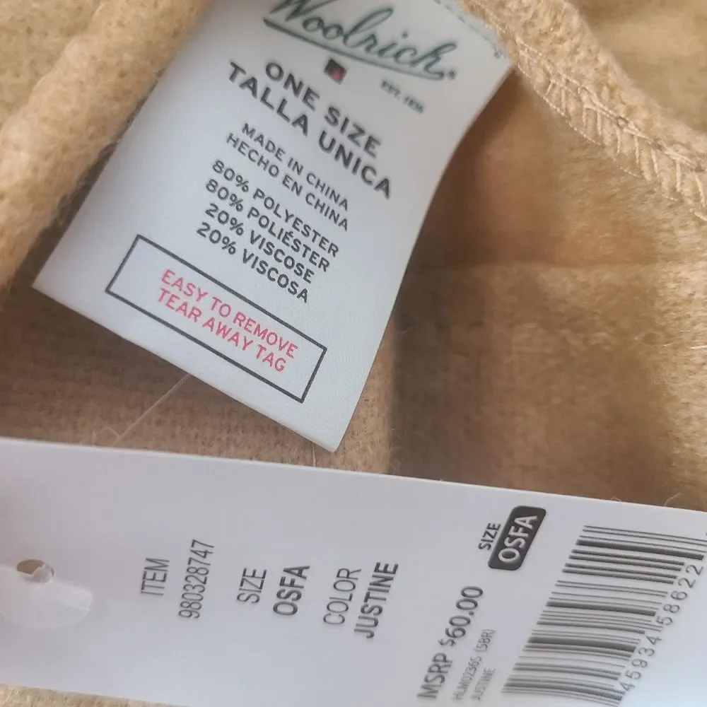 Woolrich‎ Blanket Wrap Flannel Rich Earth Tones OSFA NWT